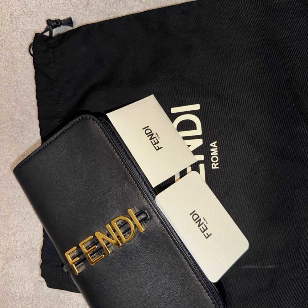 Fendi Black Wallet with Gold Chain - Picture 9 of 12